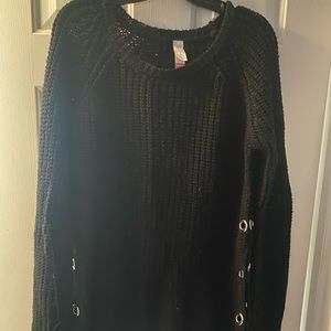 Black sweater with silver grommets & open sides